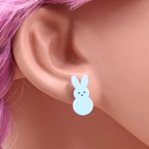 Blue Peeps Easter Bunny Rabbit Stud Earring Pair